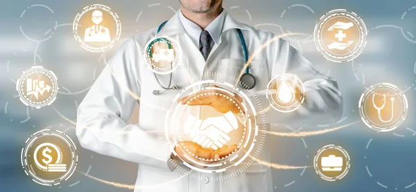 Doctor with health insurance healthcare graphic. — Stock Photo, Image