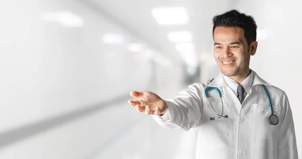 Médico manos abiertas para su diseño de banner de texto. — Foto de Stock