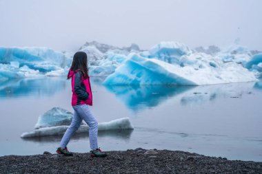 Izlanda 'da Jokulsarlon buzul lagünü seyahat.