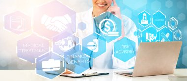 Sağlık sigortası sağlık grafik ile Doktor.