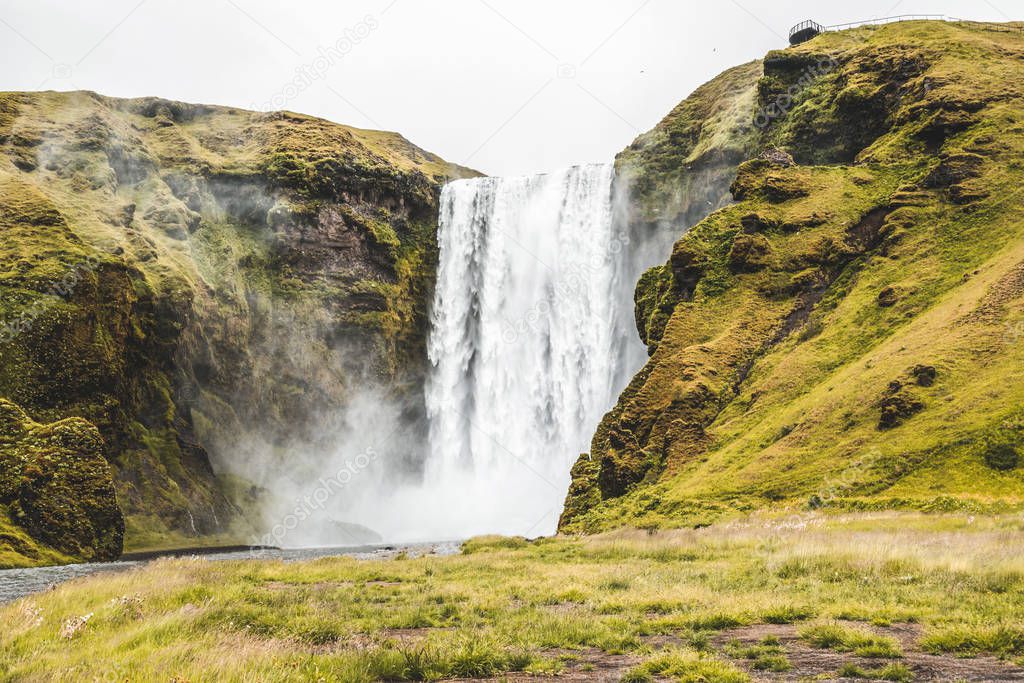 Skogafoss Waterfall in Iceland in Summer.