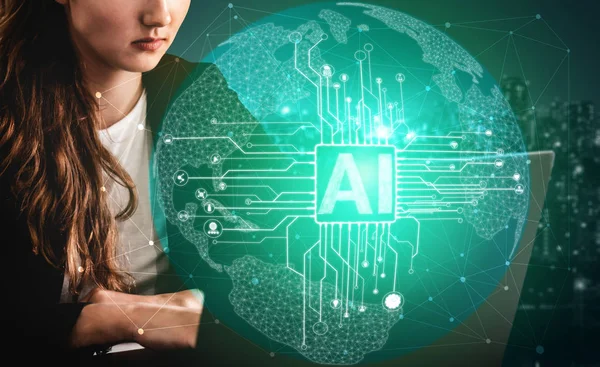 AI Learning and Artificial Intelligence Concept — Stock Photo, Image