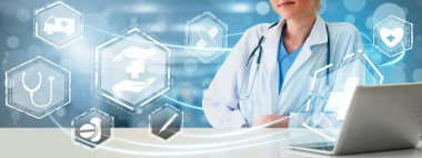 Sağlık sigortası sağlık grafik ile Doktor.