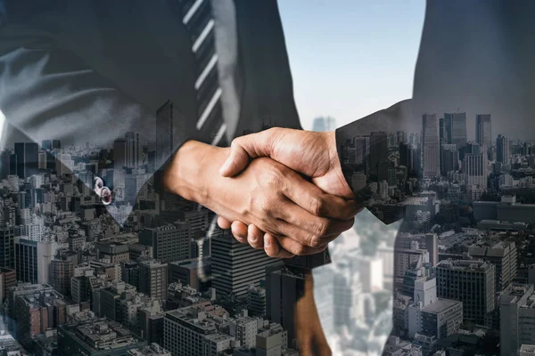 Double Exposure Image of Business and Financ — Stock Photo, Image