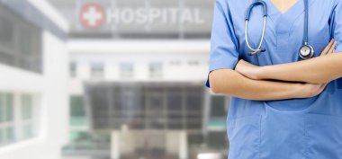 Hastanedeki doktor ya da hemşire. Tıbbi hizmet.