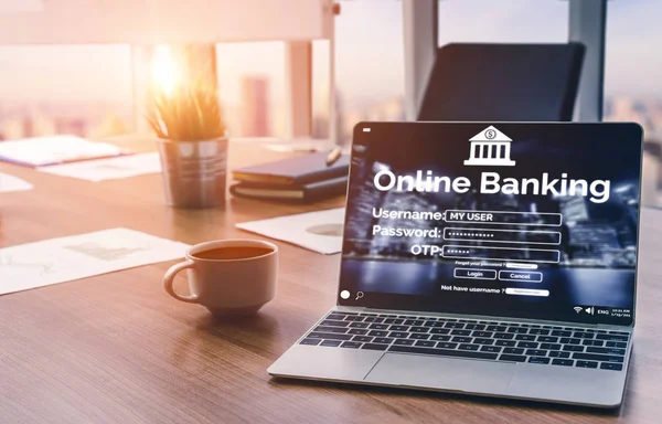 Online τραπεζική για ψηφιακό χρήμα Τεχνολόγιο — Φωτογραφία Αρχείου