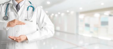 Doktor metin pankart tasarımı için ellerini aç.