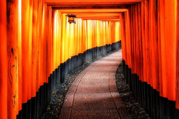 Röda Torii Gates i Fushimi Inari i Kyoto, Japan. — Stockfoto