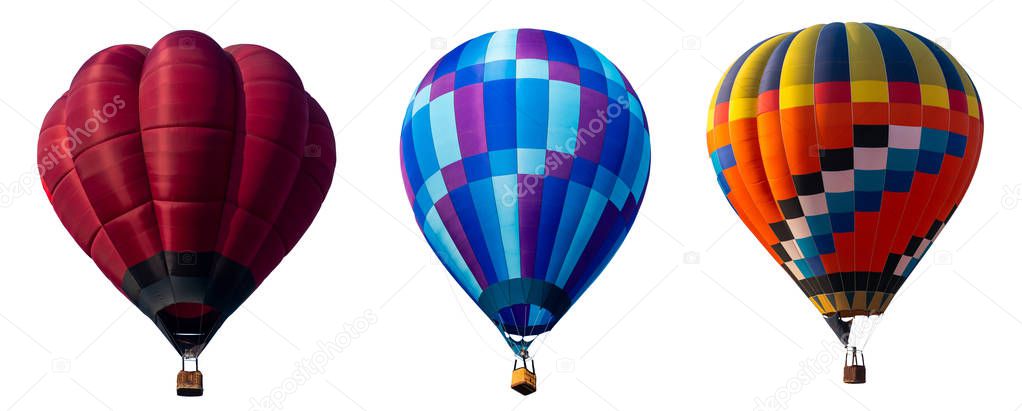 Hot air balloon isolated on white background.