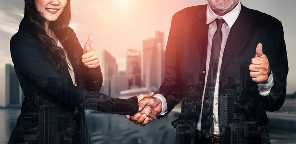 Double Exposure Image of Business and Financ — Stock Photo, Image