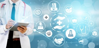 Sağlık sigortası sağlık grafik ile Doktor.