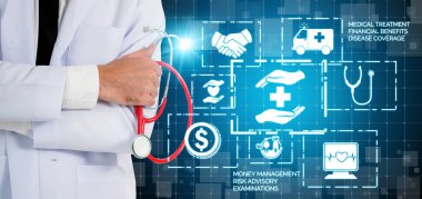 Sağlık sigortası sağlık grafik ile Doktor.