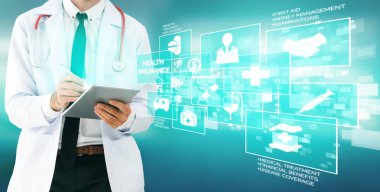 Sağlık sigortası sağlık grafik ile Doktor.