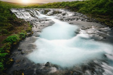 Bruarfoss Şelalesi Brekkuskogur, İzlanda.