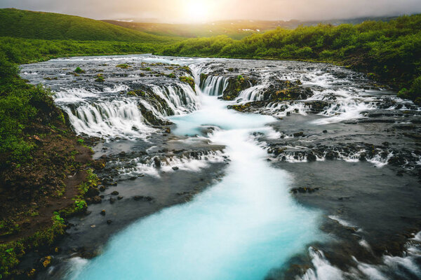 Bruarfoss waterfall in Brekkuskogur, Iceland.