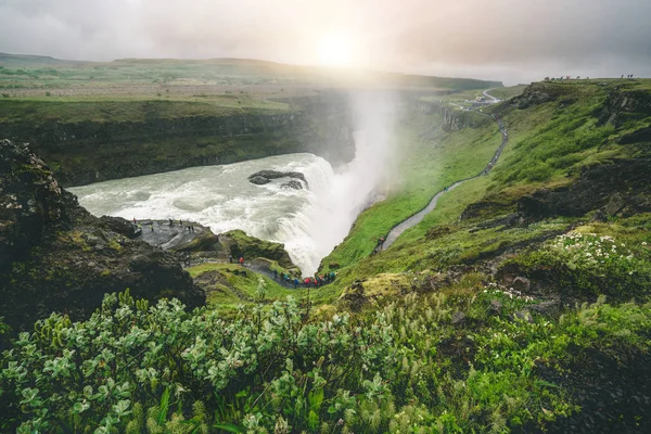 Tájkép Gullfoss vízesés Izlandon. — Stock Fotó
