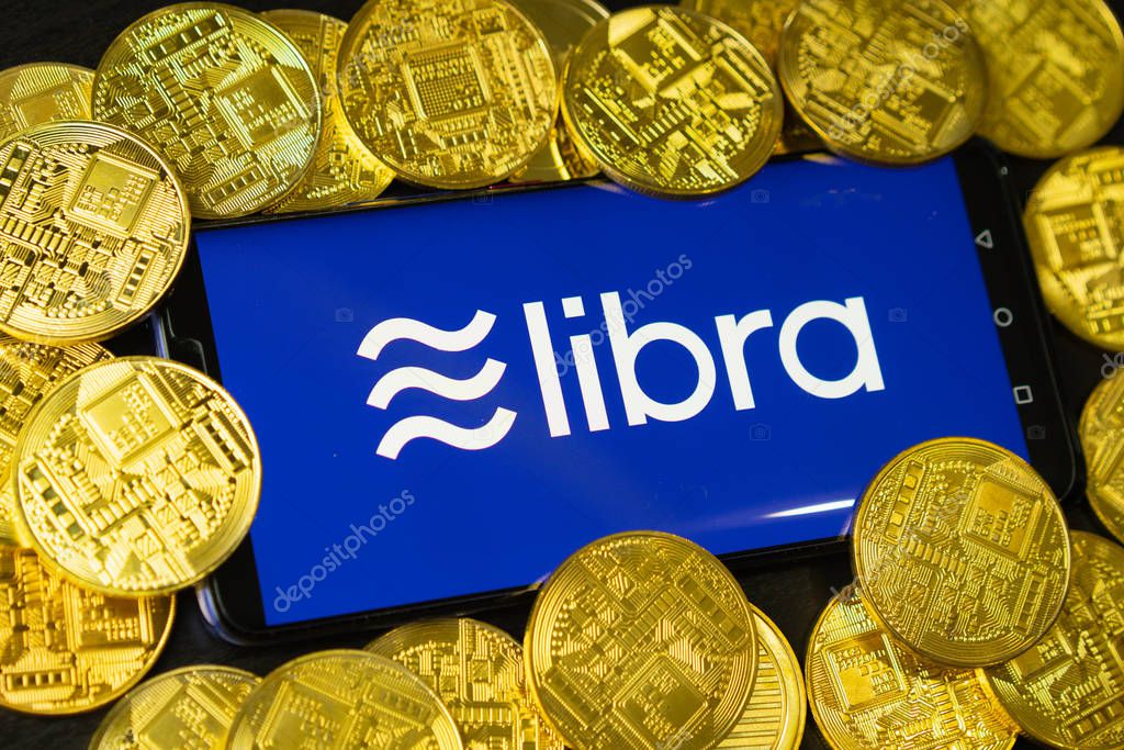 Bangkok, Thailand - July 2, 2019: Phone shows Libra logo on the screen. Facebook reported to utilize new cryptocurrency called Libra. Libra was reported to be used for purchases in Facebook and other.