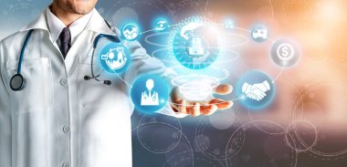 Sağlık sigortası sağlık grafik ile Doktor.