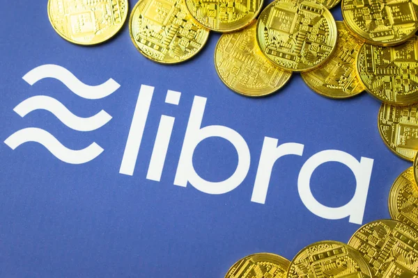 Libra logo tryckt på vitt papper. — Stockfoto