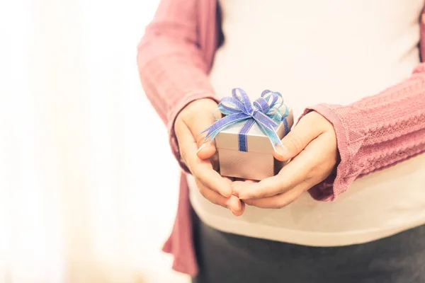 Mulher grávida feliz e esperando bebê em casa. — Fotografia de Stock