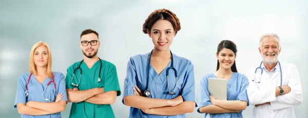Egészségügyi Emberek Csoportja Office Kórházban Vagy Klinikán Dolgozó Orvosok Ápoló — Stock Fotó