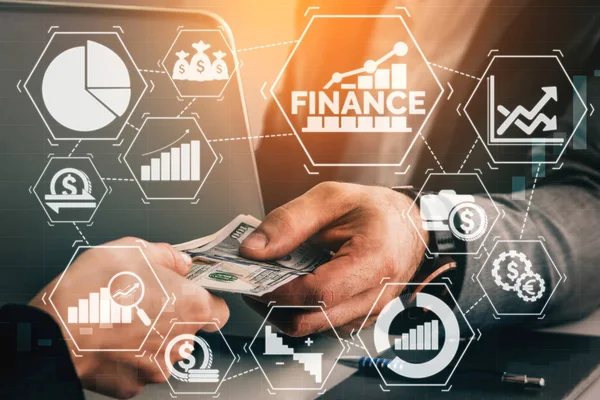 Finance Money Transaction Technology Concept Icône Interface Graphique Montrant Échange — Photo