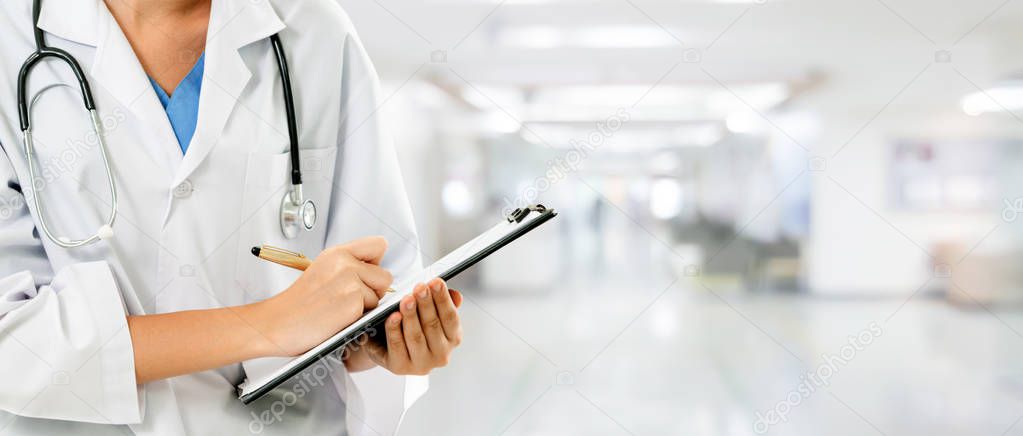 Woman doctor working at hospital office. Medical healthcare and doctor staff service.