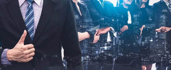 Double Exposure Image of Business Team — Stock Photo, Image