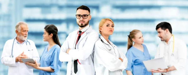 Gruppo Persone Sanitarie Medico Professionista Che Lavora Nello Studio Ospedaliero — Foto Stock