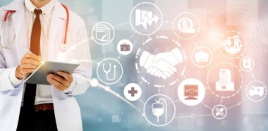 Sağlık sigortası sağlık grafik ile Doktor.
