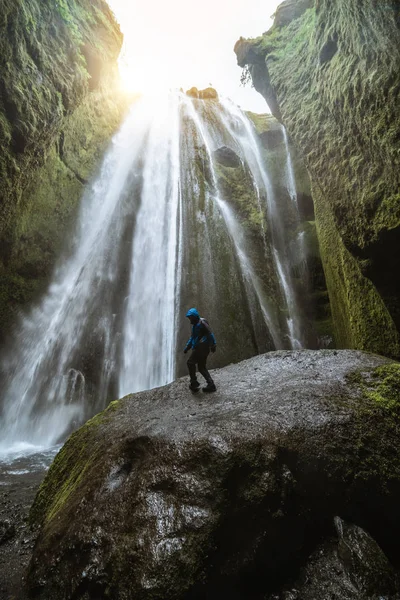 Majestic Gljufrabui waterfall cascade in Iceland — Stock Photo, Image