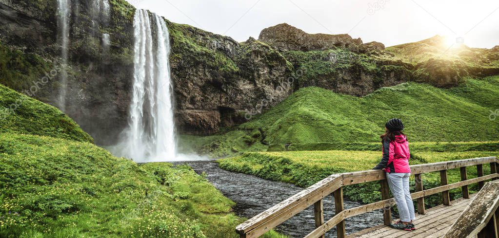 Magical Seljalandsfoss Waterfall in Iceland.