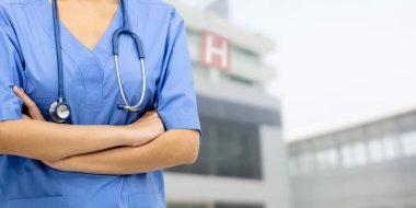 Hastanedeki doktor ya da hemşire. Tıbbi hizmet.