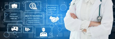 Sağlık sigortası sağlık grafik ile Doktor.