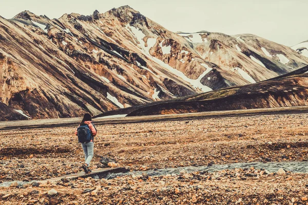 Randonnée pédestre à Landmannalaugar Islande Highland — Photo