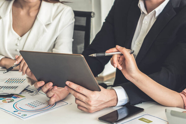 Businessman and businesswomen working in office.