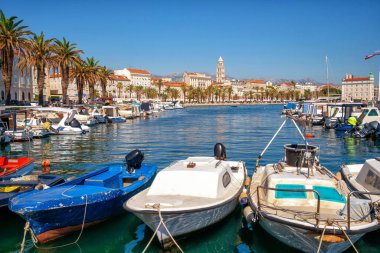 Dalmaçya, Hırvatistan Split eski şehir. Split, Hırvatistan ve Avrupa'nın ünlü şehir ve turizm destinasyonu.