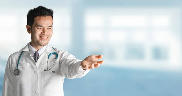 Médico manos abiertas para su diseño de banner de texto. — Foto de Stock