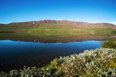 Lake Ljosavatn in North Iceland in summer day. clipart