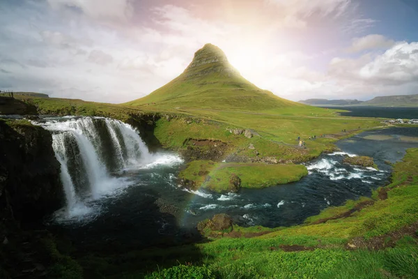 Kirkjufell mountain landscape in Iceland summer. — Stock Photo, Image