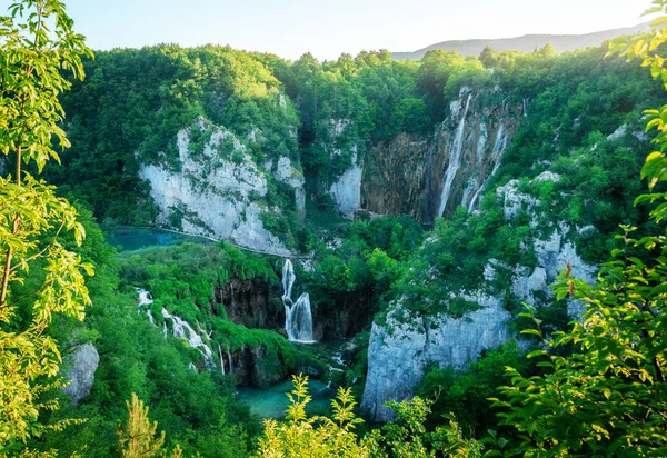 Waterfall landscape of Plitvice Lakes Croatia.