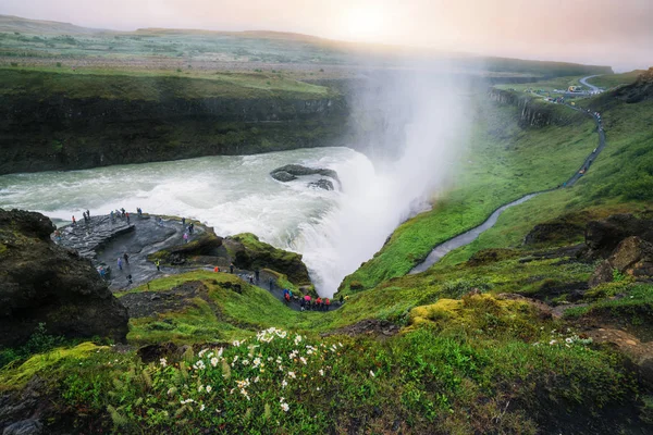 Landskap i Gullfoss vattenfall på Island. — Stockfoto