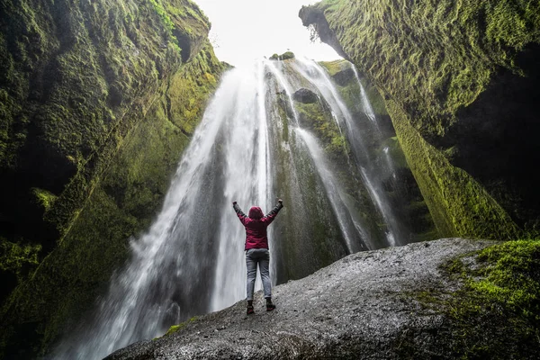 Majestic Gljufrabui waterfall cascade in Iceland — Stock Photo, Image