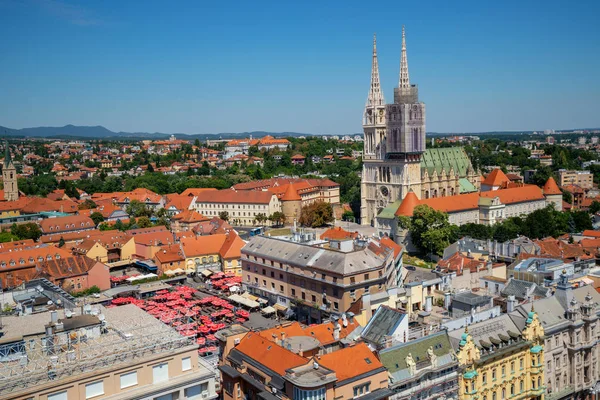 Aerial view Zagreb city, Capital of Croatia. — Stock Photo, Image