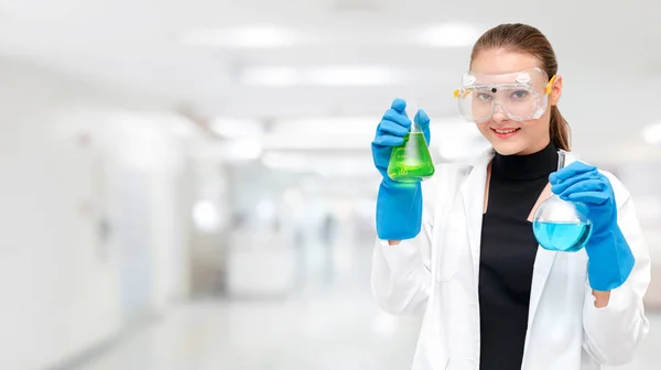 Scientist or chemist holds test tube in laboratory — Stock Photo, Image