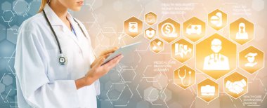 Sağlık sigortası sağlık grafik ile Doktor.