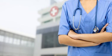 Hastanedeki doktor ya da hemşire. Tıbbi hizmet.