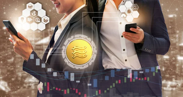 Moneta Kryptowaluta Libra Nowo Wprowadzony Światowej Gospodarki Pieniądza Cyfrowego Libra — Zdjęcie stockowe