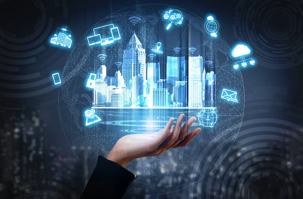 Akıllı Şehir ve internet teknolojisi konsepti.