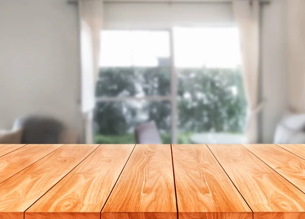 Mesa de madeira na decoração moderna do quarto de casa . — Fotografia de Stock